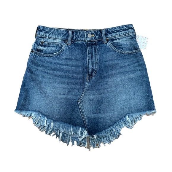 NWT Free People We The Free Bailey Raw Hem Denim Mini Skirt Indigo Blue Sz 28 - Picture 10 of 14